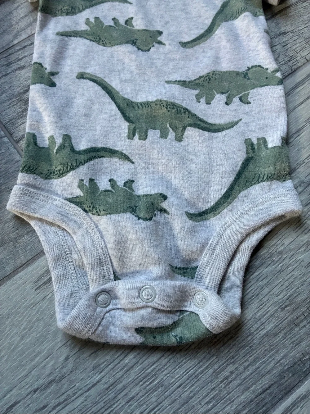 Carter's Dino One-Piece Bodysuit Set - Mustard and Gray with Green Dino Print
